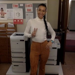 High Waisted Faux Suede Bell Bottom Pants